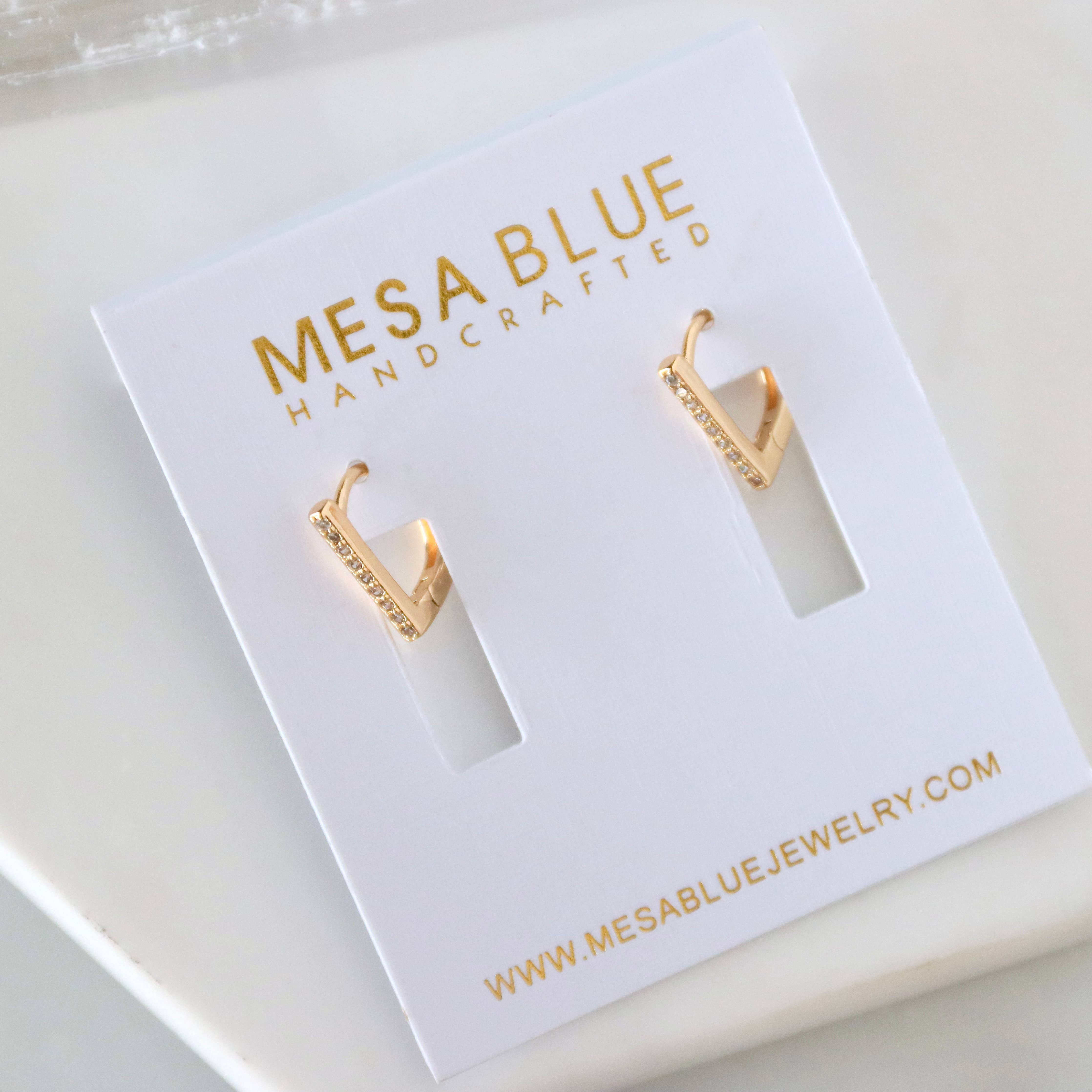 Mesa Blue - CZ Bar Huggie Earrings