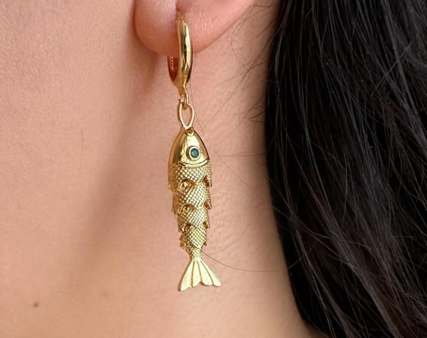 HoopLa Lucky Fish- Hoop Earrings- Stainless Steel Hoop