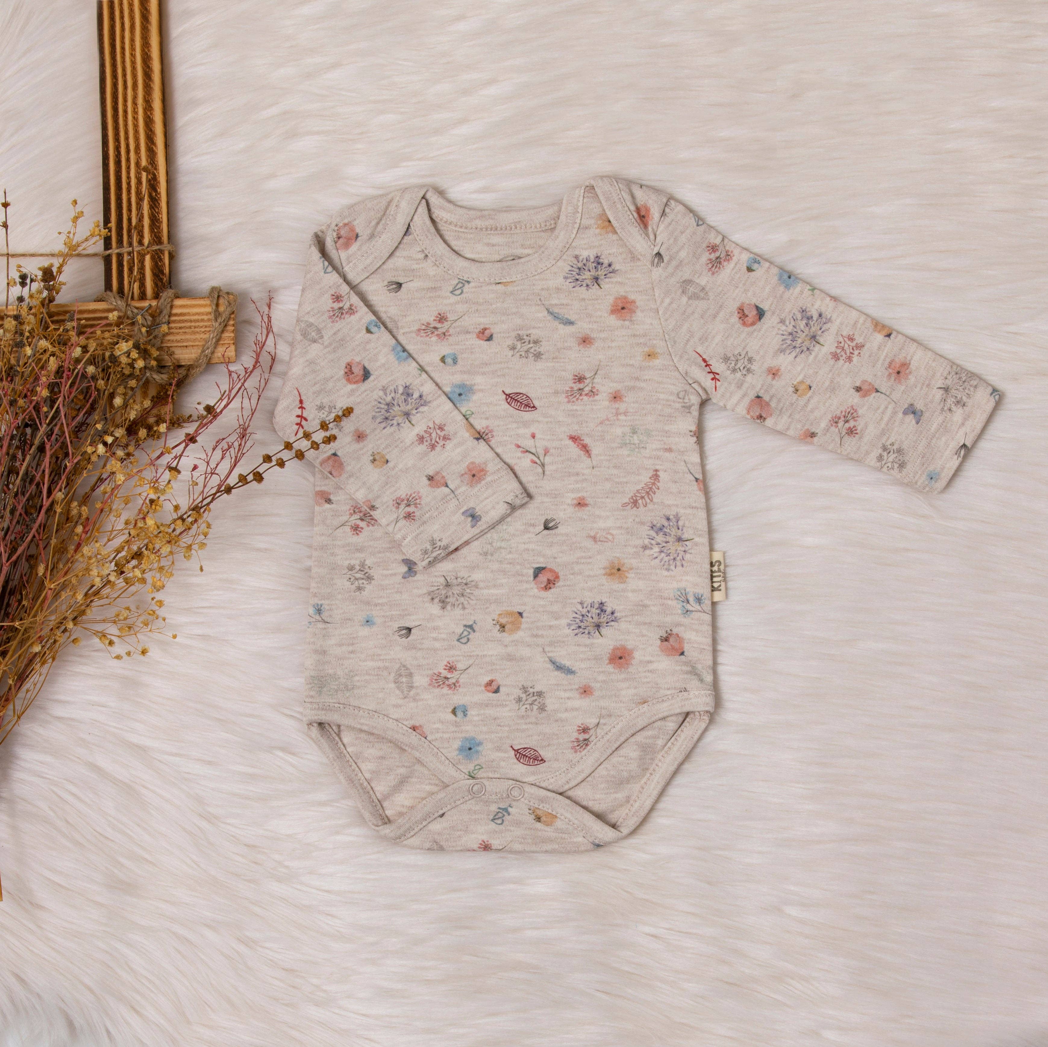 Long Sleeve Bodysuit - Nature Themed Beige: