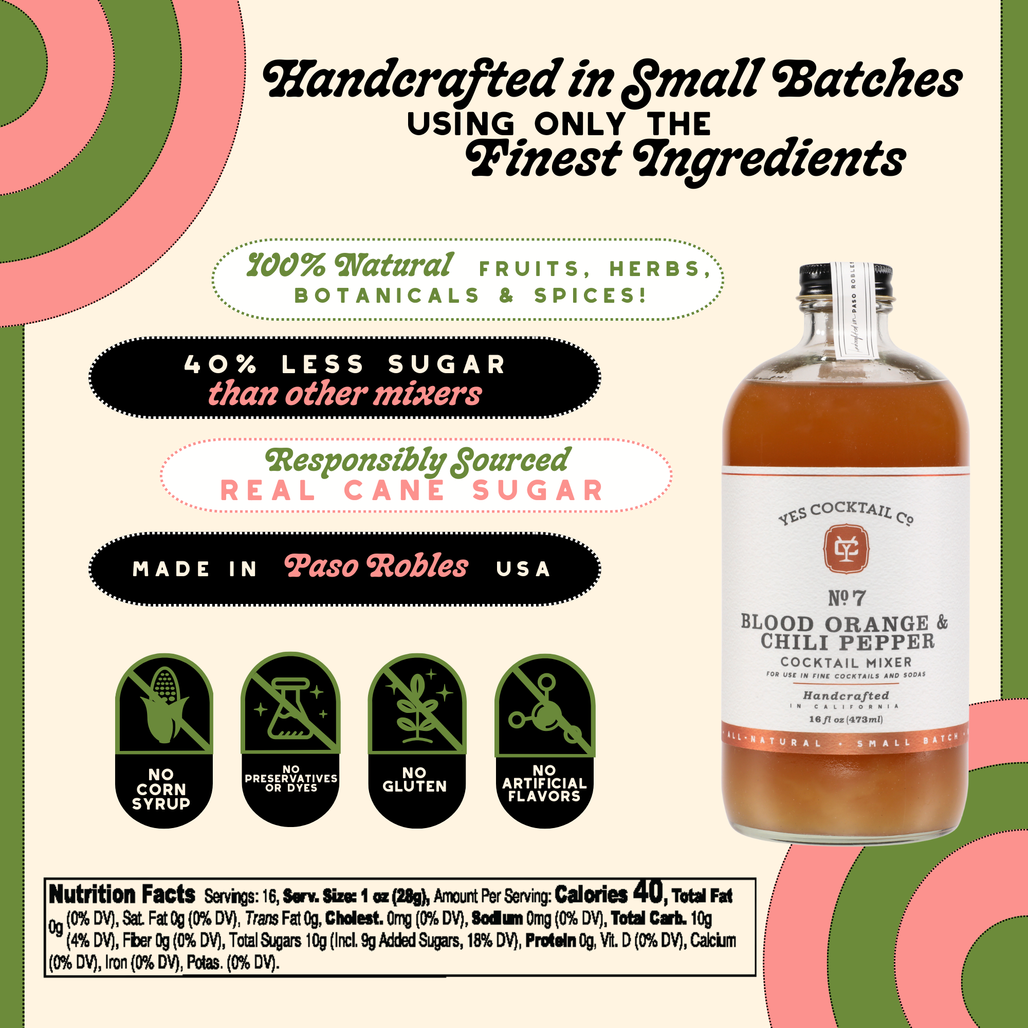 Yes Cocktail Co - Blood Orange & Chili Pepper Cocktail Mixer