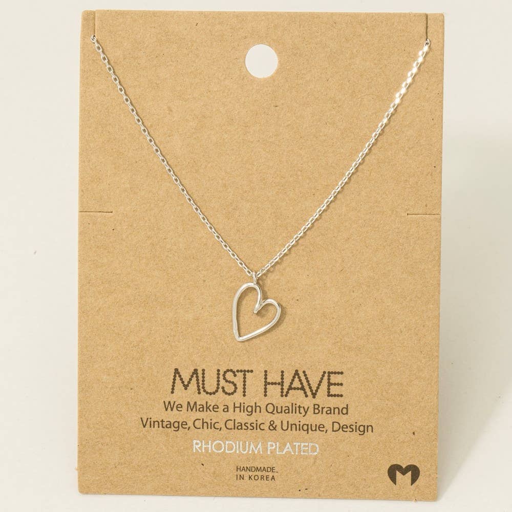 Fame Accessories - Gold Dipped Wire Heart Pendant Necklace