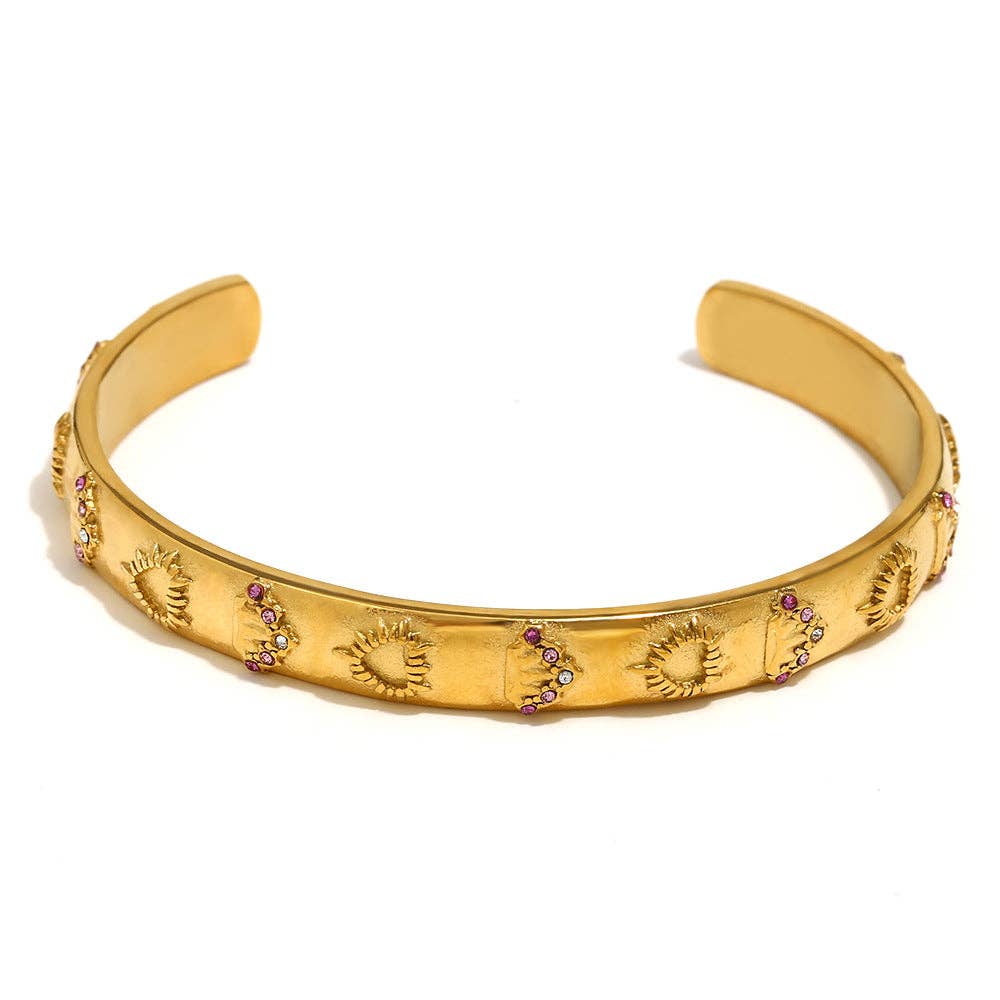 Surprise Tarot Style 18K Gold Plated S.Steel Cuff Bangle
