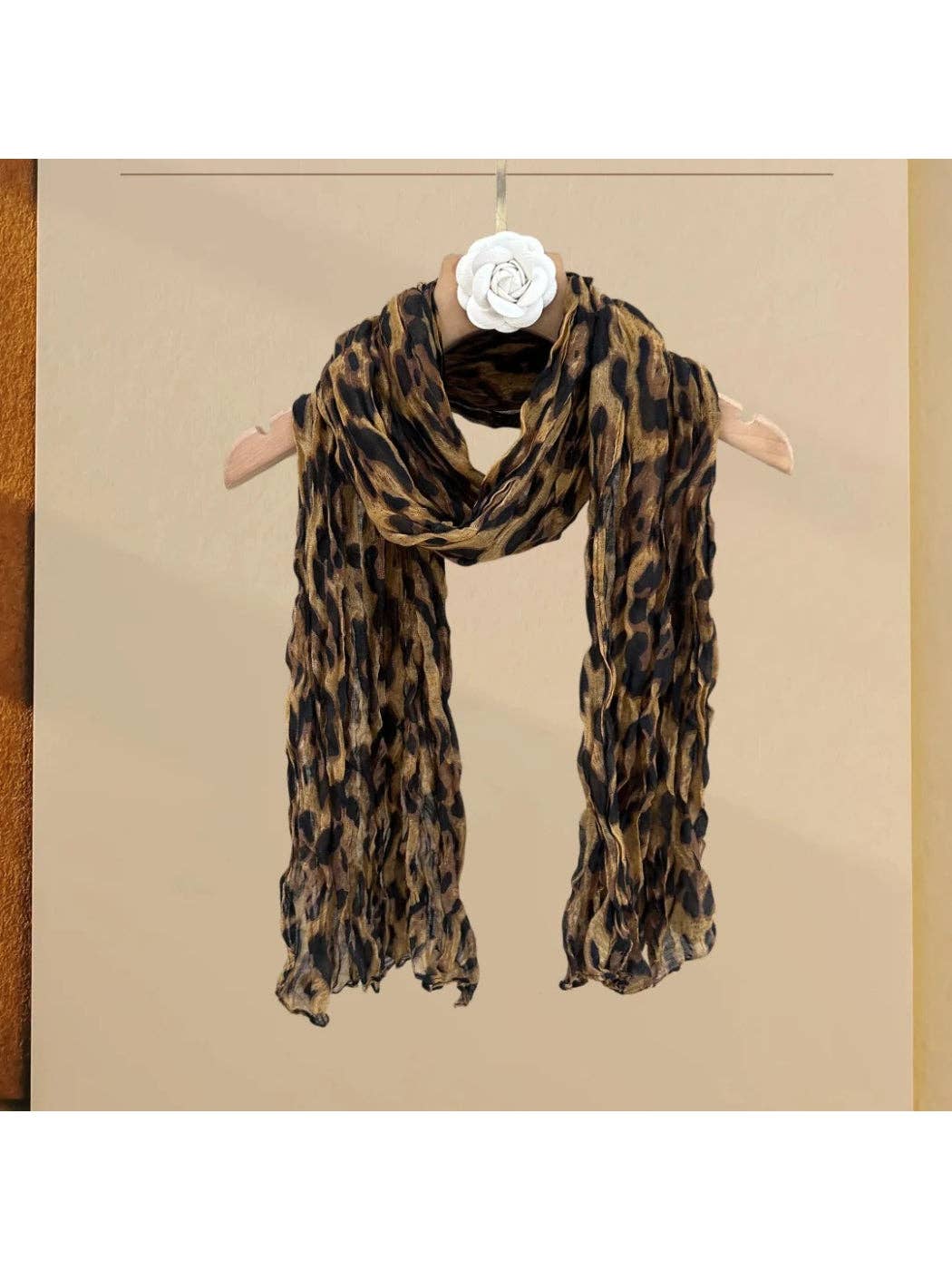 Funkyrel® Atzbranding Limited - Scarvii - Crinkled Leopard Print Long Scarf
