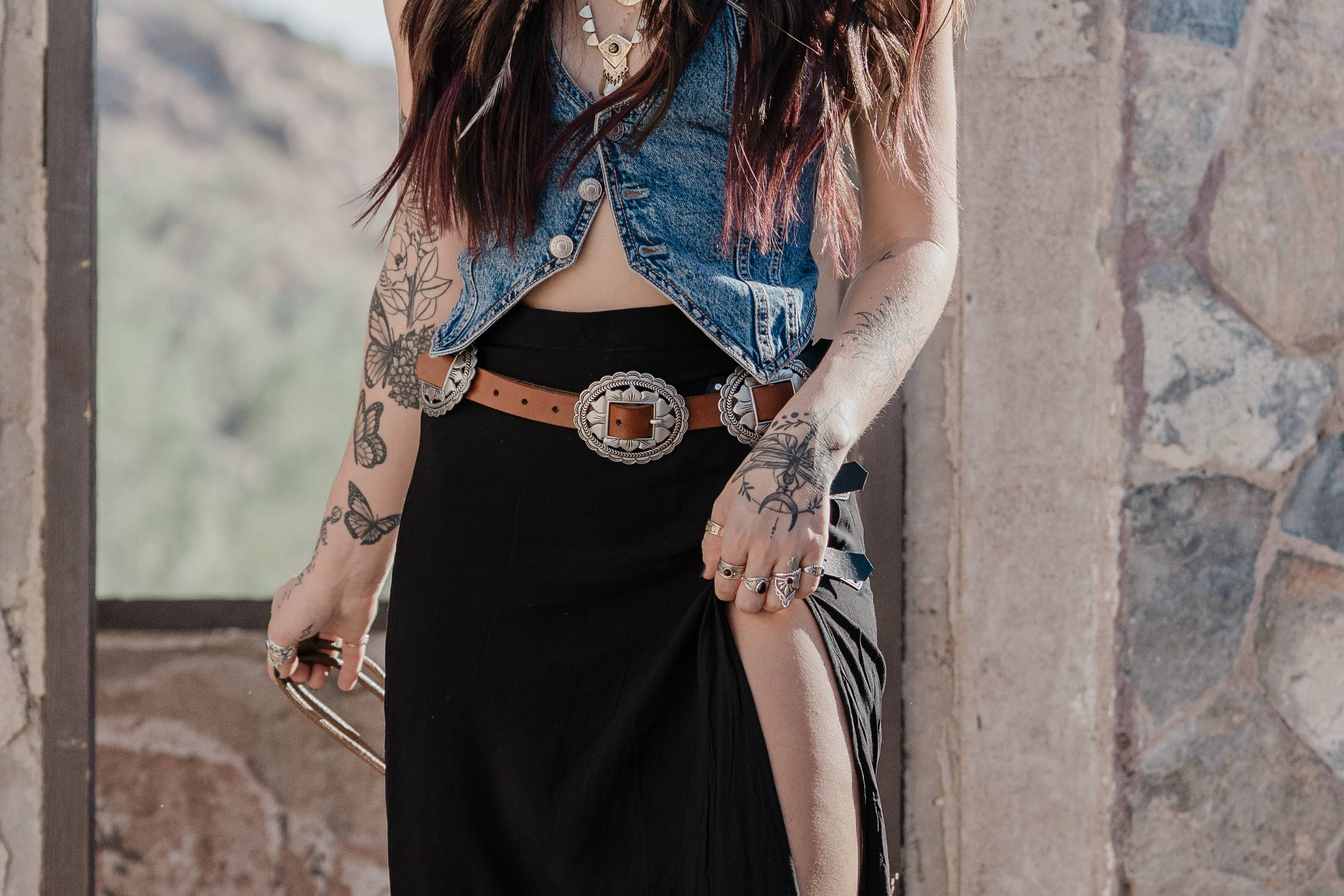 Most Wanted USA - Western Concho Leather Belt
