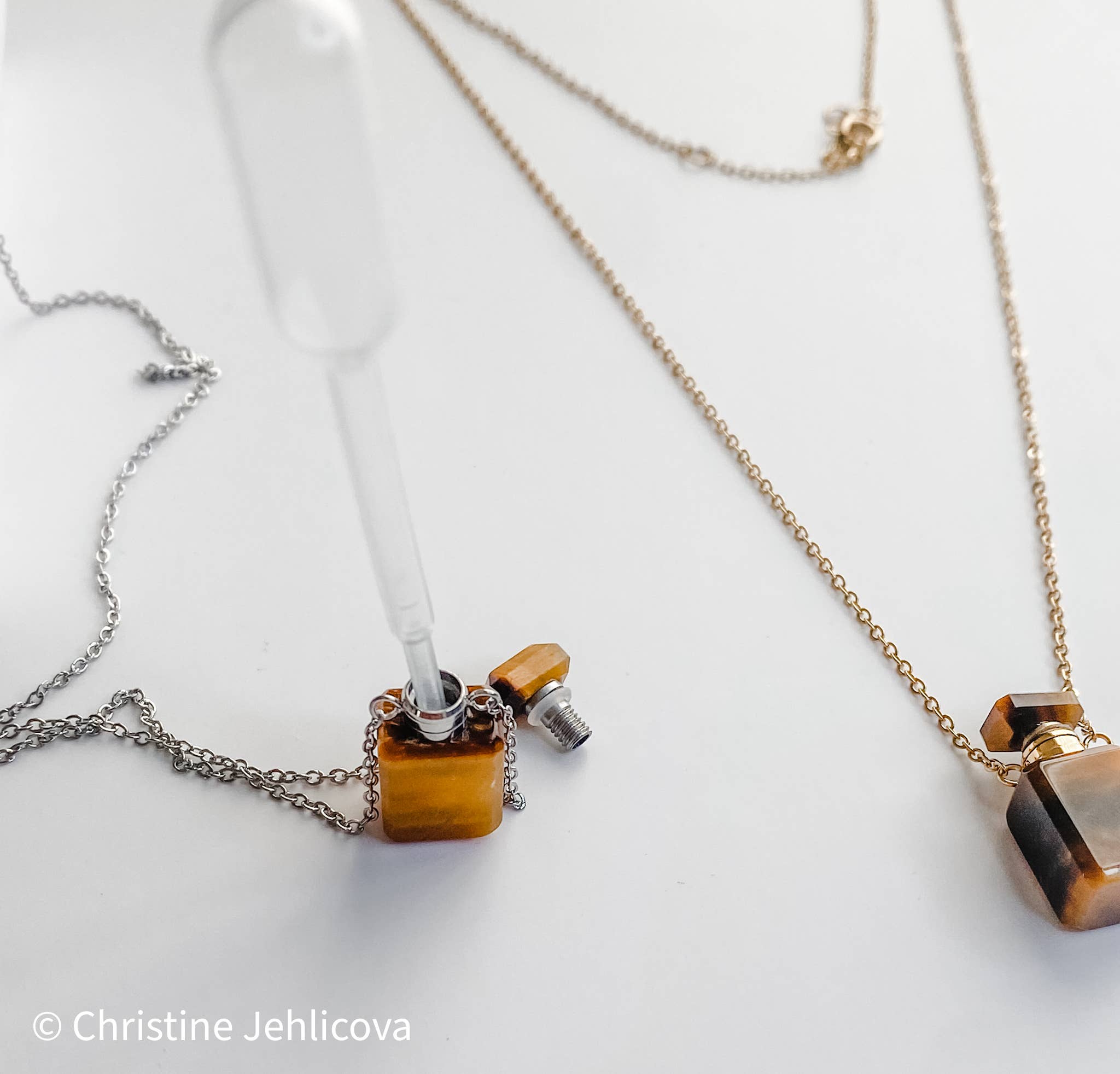 HoopLa - Gemstone Mini Perfume Bottle Crystal Necklace