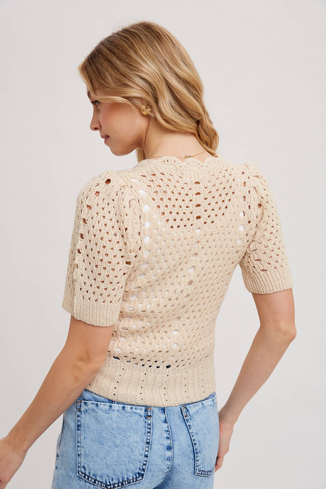 Bluivy - CROCHET BUTTON DOWN V-NECK TOP