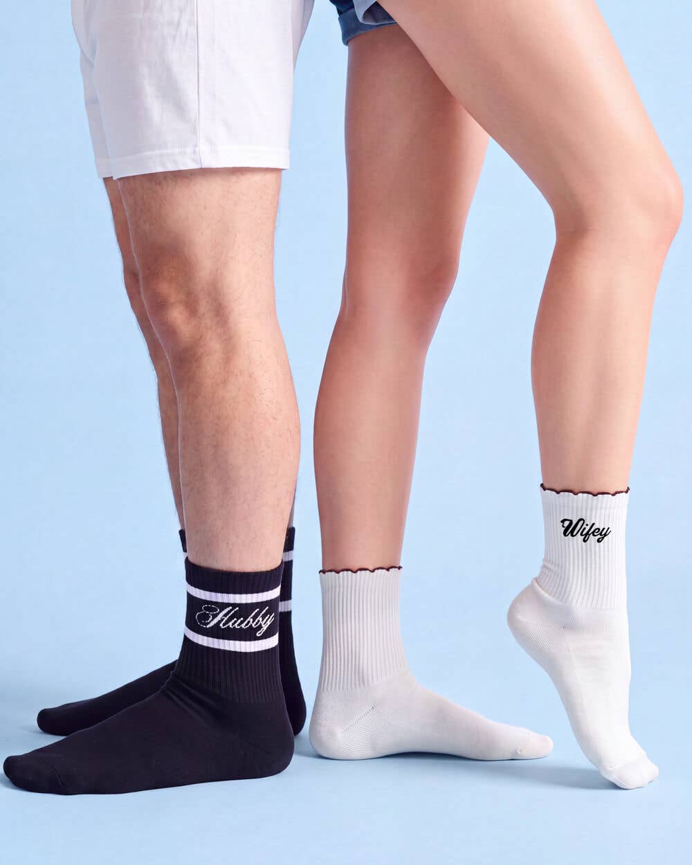 xo, Fetti - Wifey and Hubby Socks | bachelorette, wedding, couples