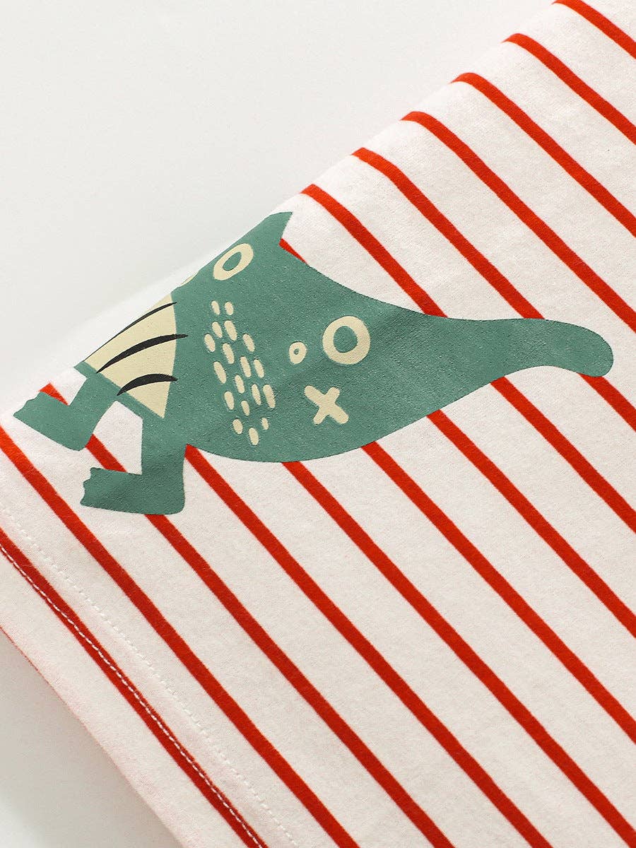 Alligator Cartoon Printing Unisex Kids Striped