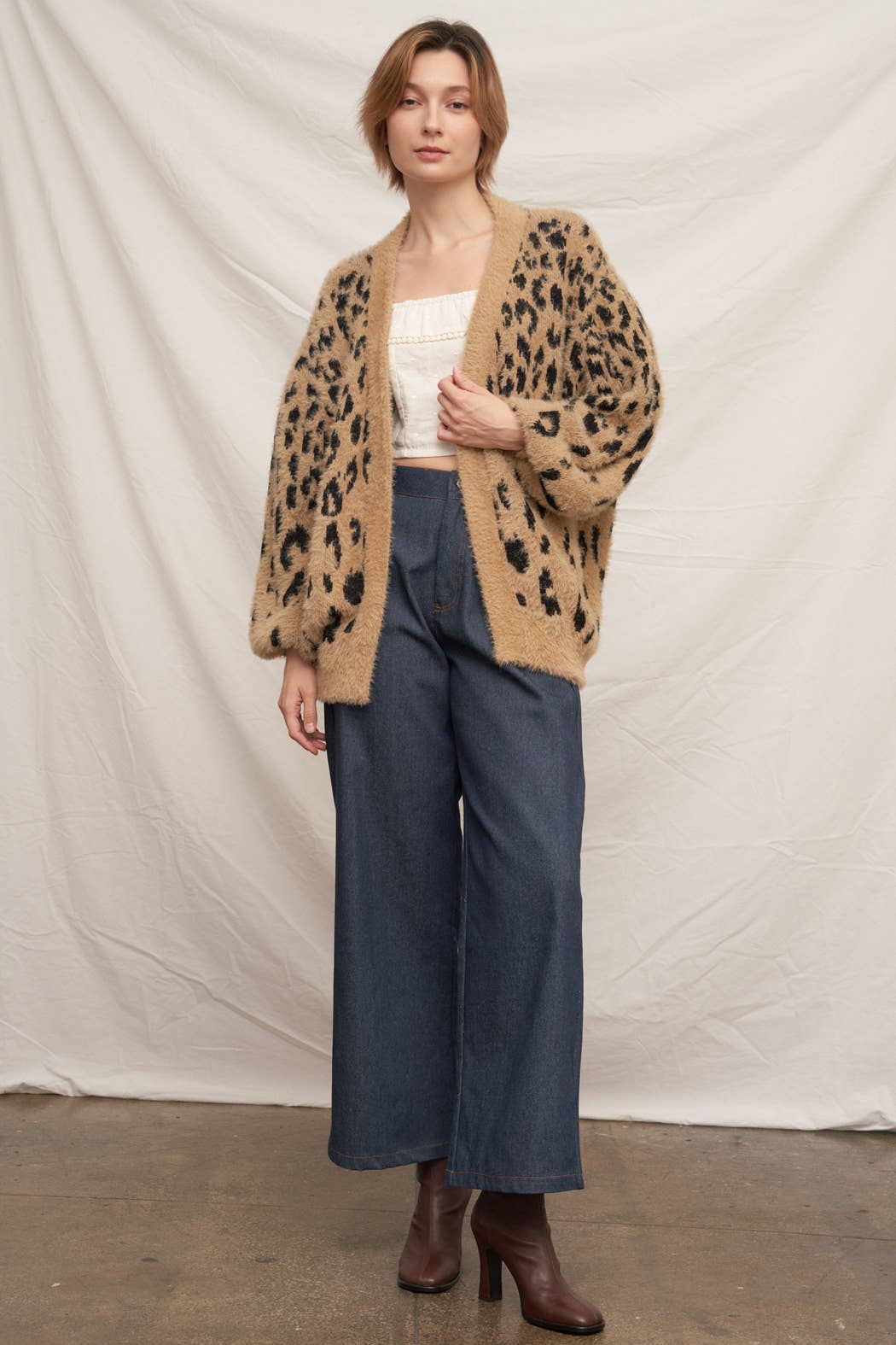 En Crème - Soft Leopard Sweater Cardigan