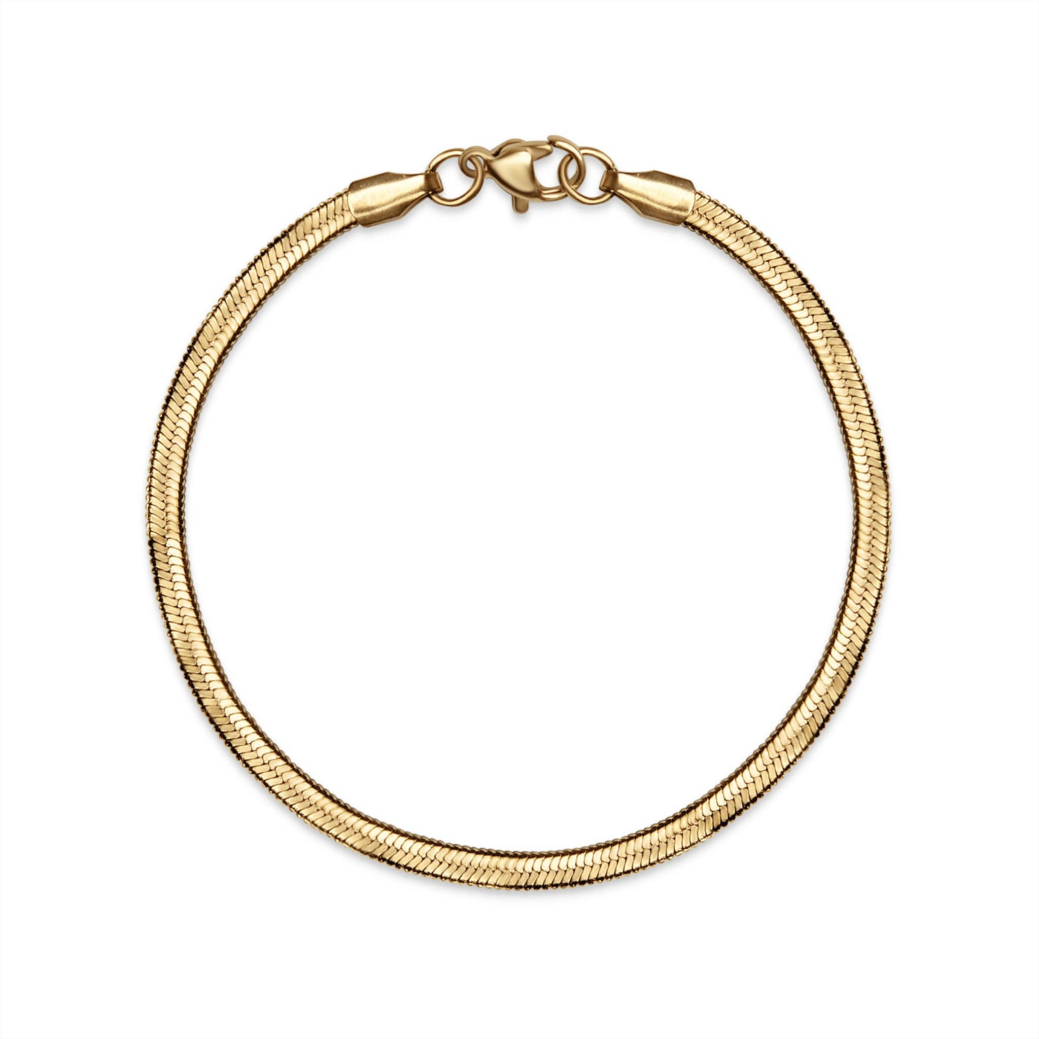 WJW - 18K Gold Herringbone Chain Bracelet