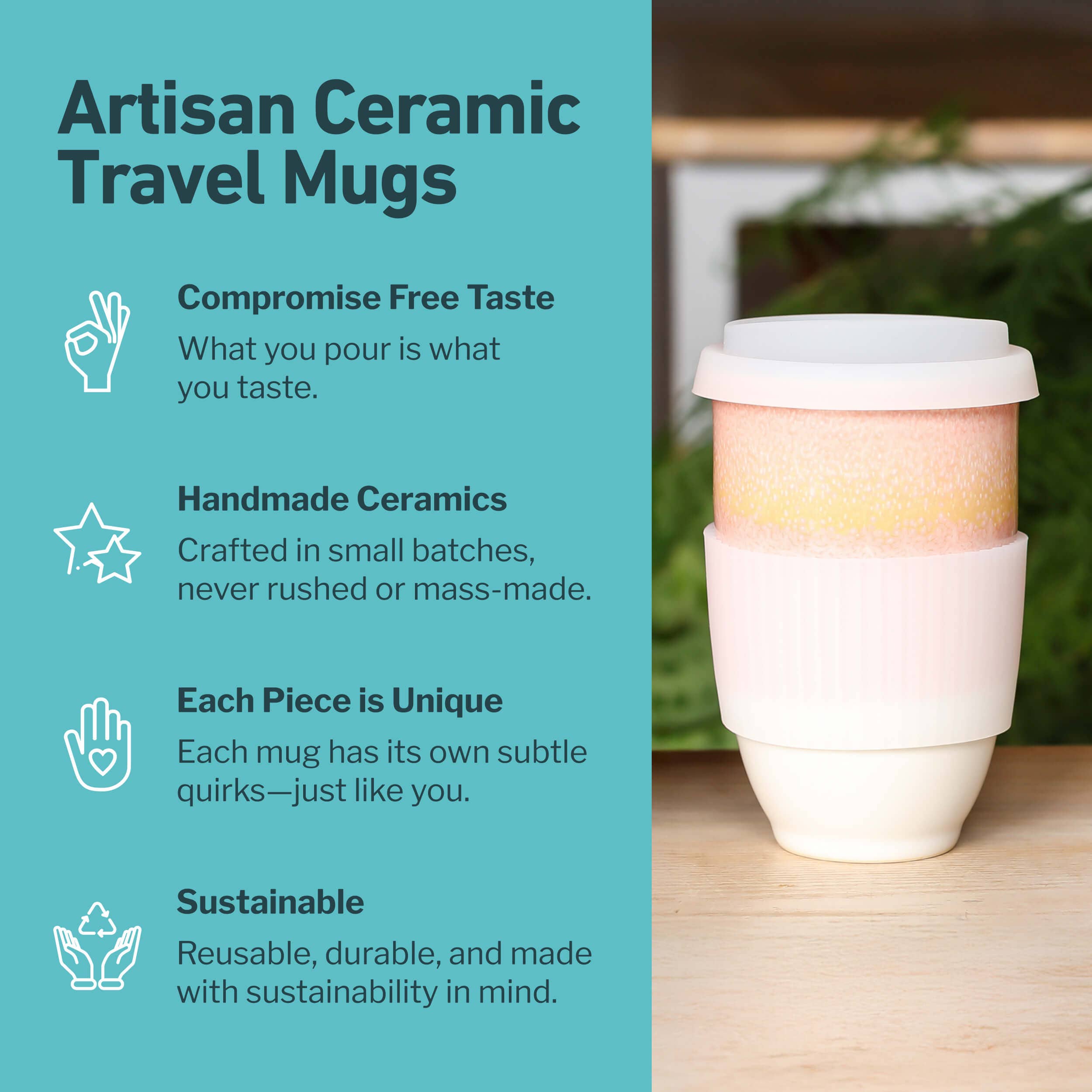 Nova Ceramics Travel Mugs - Afterglow 12oz Ceramic Travel Mug – Reusable & Giftable