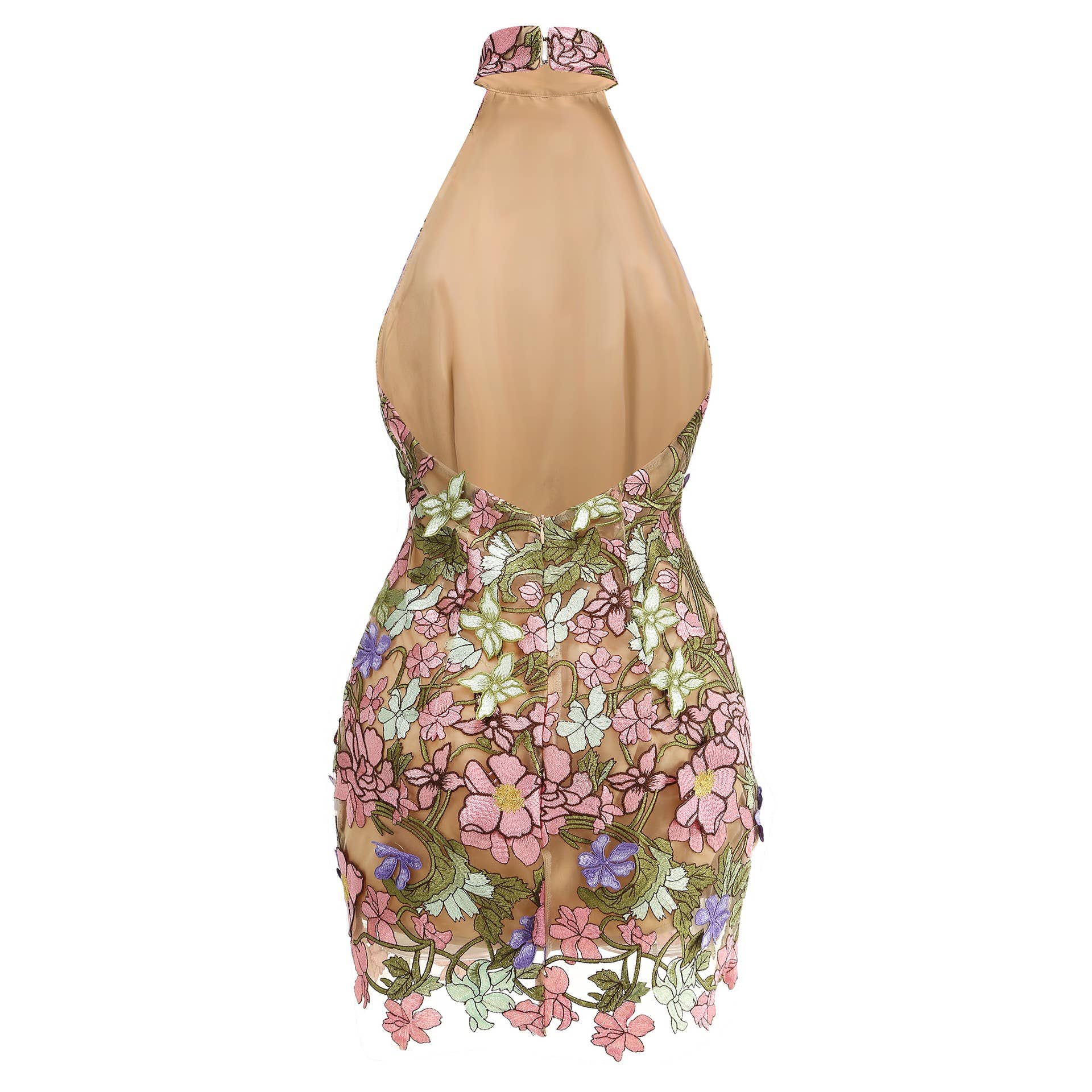 Productseeker - 22Y Elegant Sleeveless Floral Embroidered Sheer Mini Dress