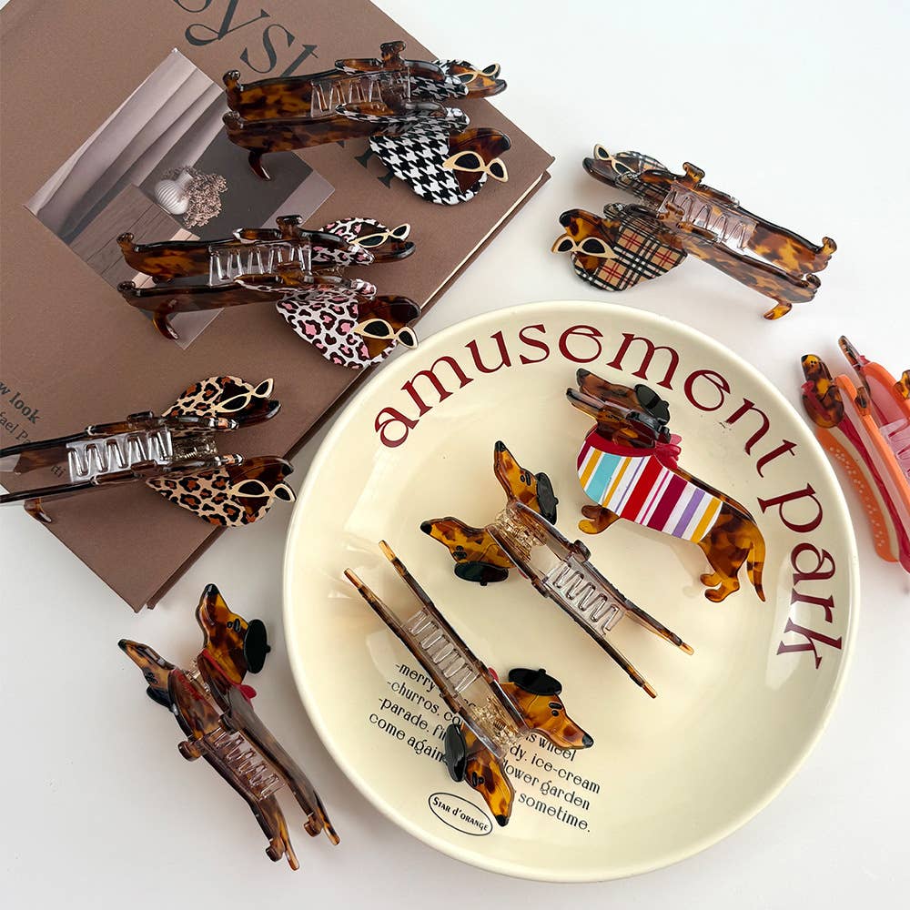 SoapElenGlen - Whimsical Dachshund in Outfits Hair Claws