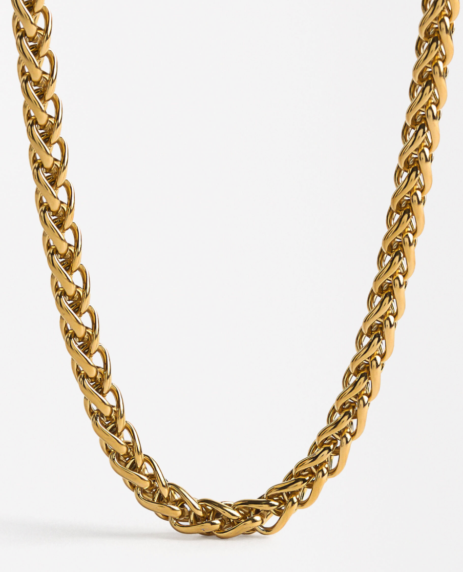 HoopLa - Rope Spiga Necklace Stainless Steel 14K Gold. Waterproof