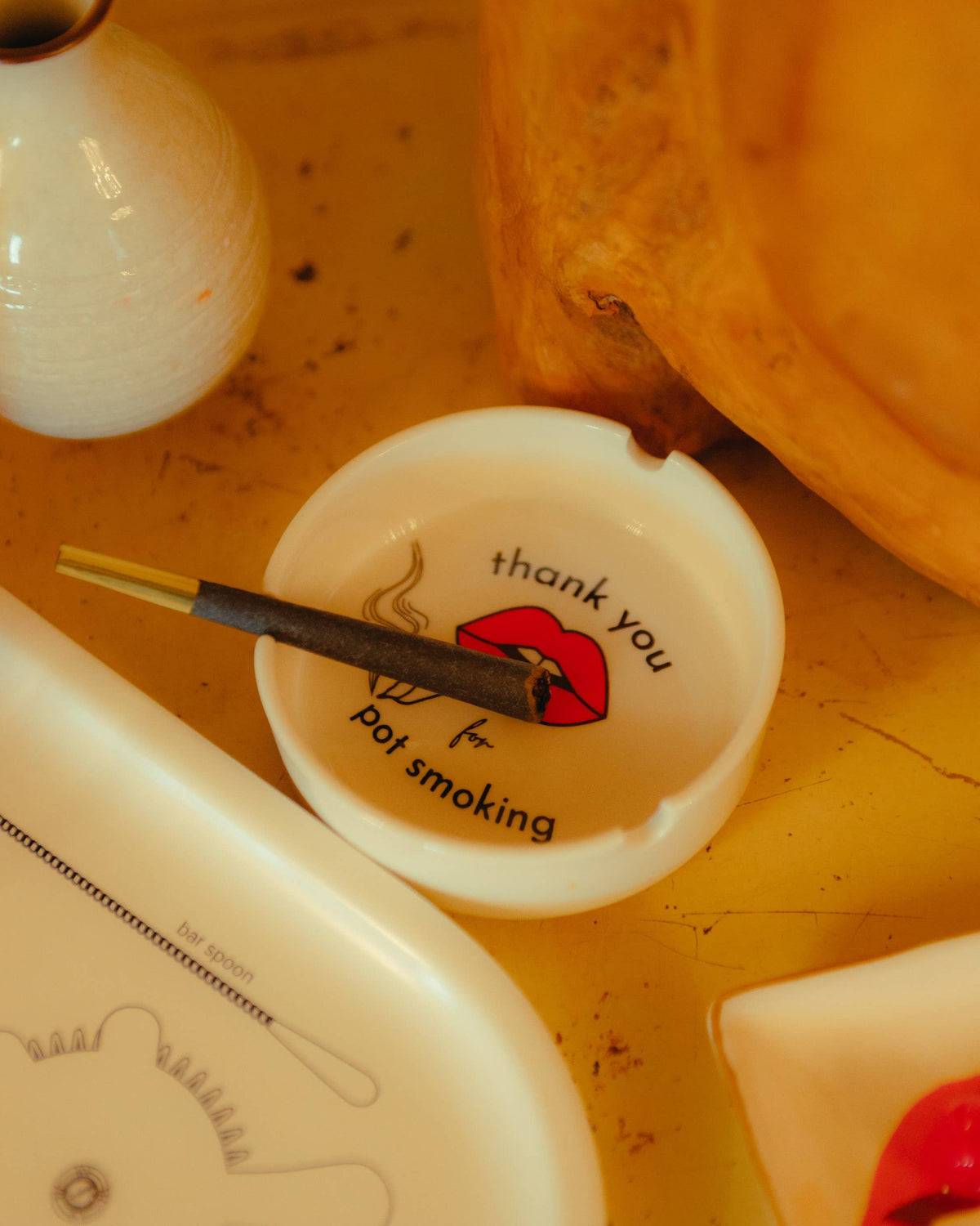 Rogue Paq - Porcelain Ashtray: Thank You for P0t Smoking