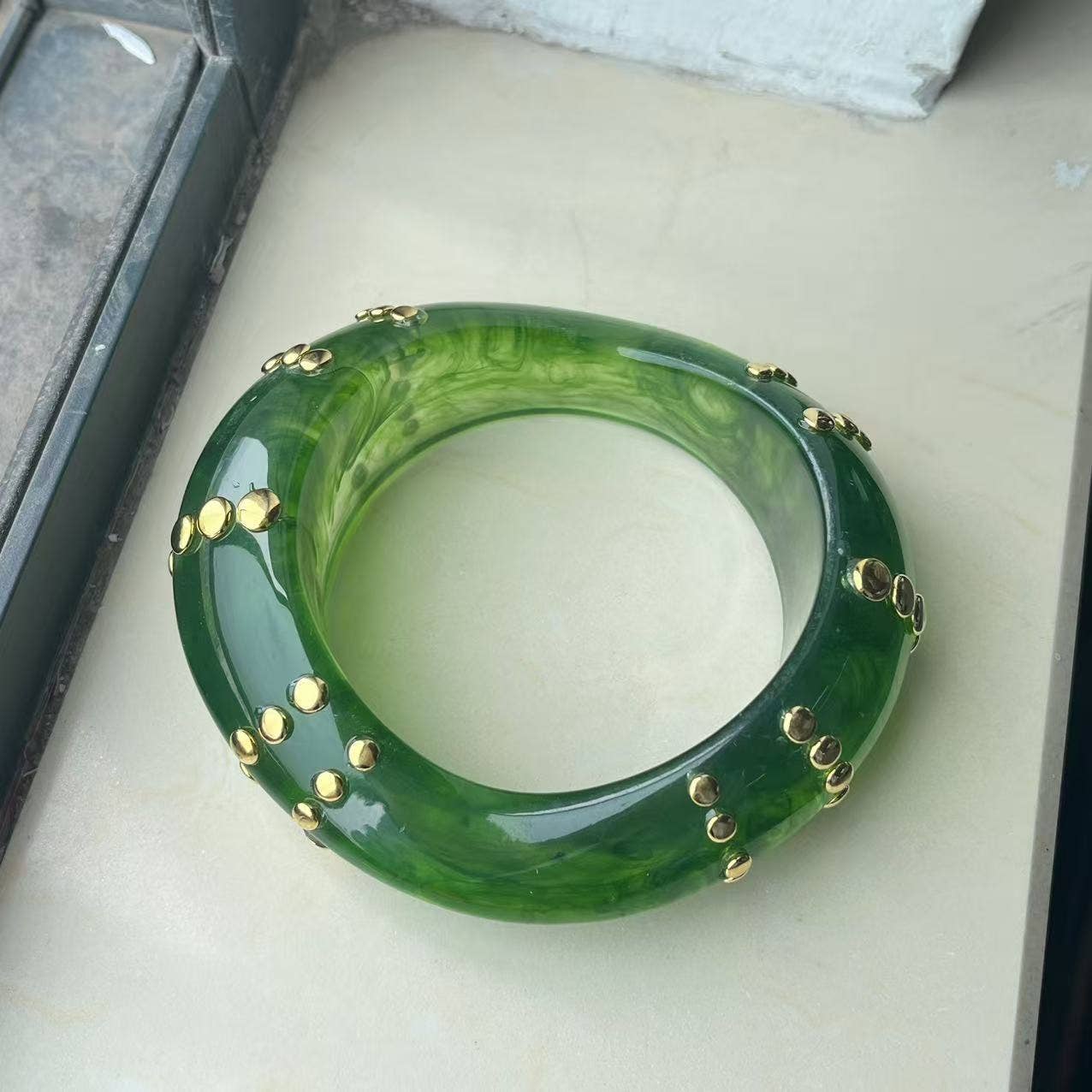 Dipped Shop - Chunky Irregular Studded Punk Resin Geometric Bracelet MK2PPPO6W6JBR119