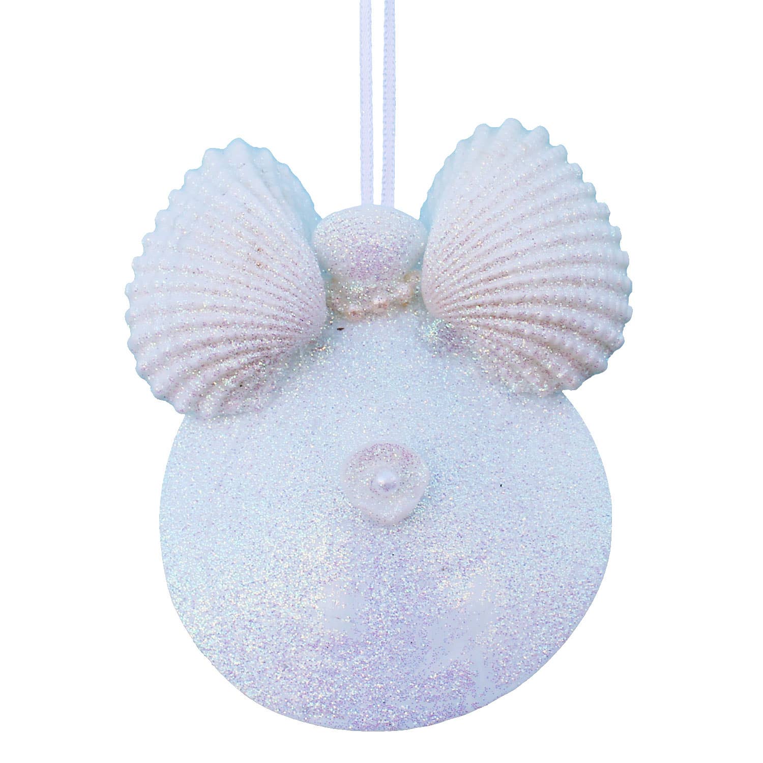 California Seashell Company - White Sun Moon with Arca Wings Seashell Angel Ornament