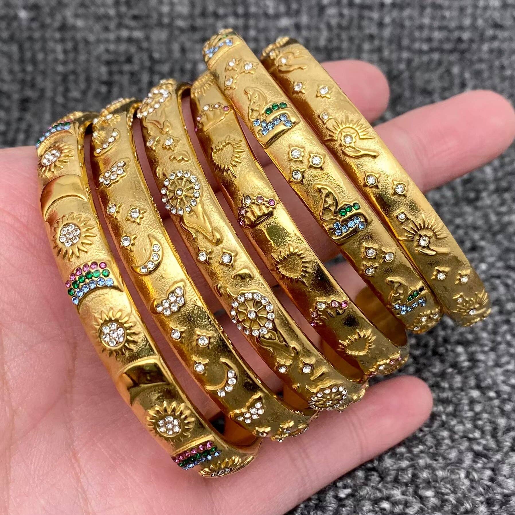 Mio Queena - Tarot Style 18K Gold Plated S.Steel Cuff Bangle - FGS/MS