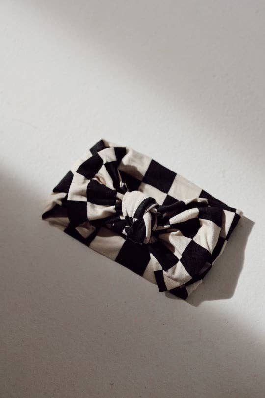Forever French Baby - Bamboo Head Wrap | Black Checkerboard