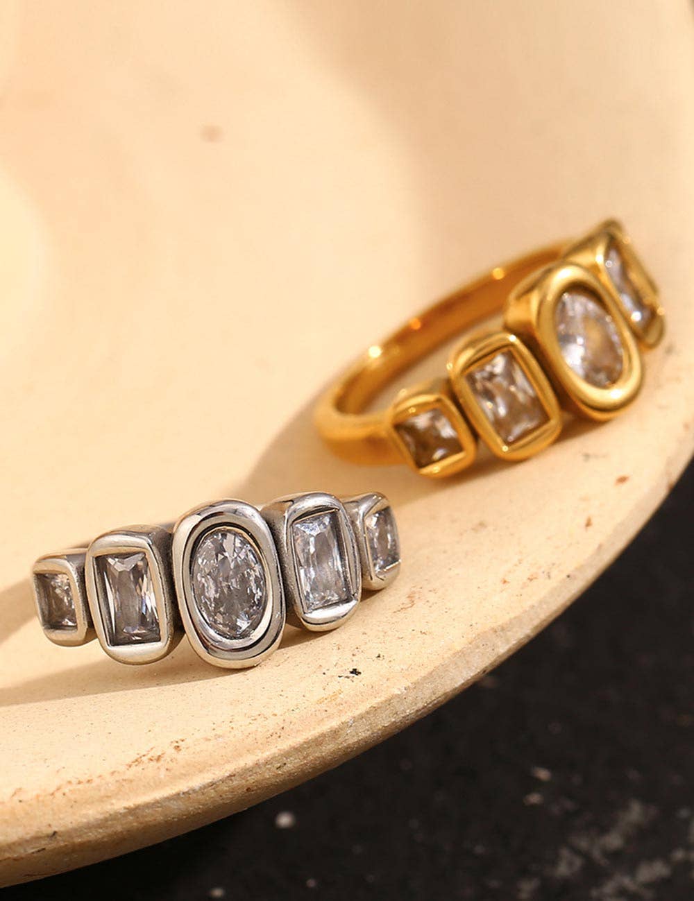 Dipped Shop - Simple Geometric Bezel-Set Zircon
