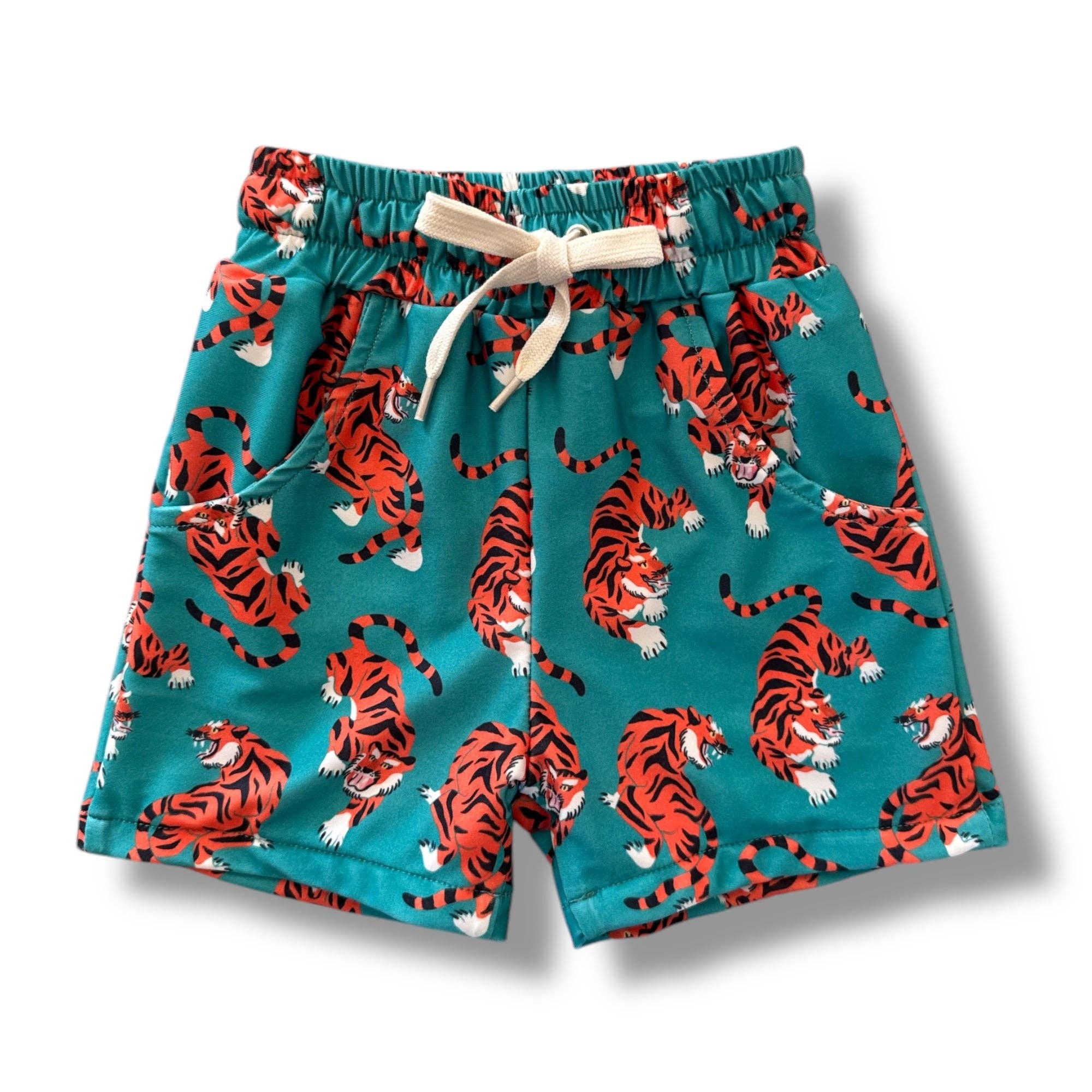 Best Day Ever Kids - Boys Printed Swim Trunk - Easy Tiger Swim Trunk