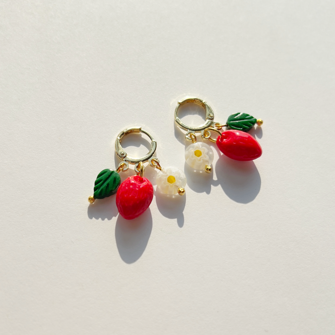 Yellow Dots Studio - Strawberry Harvest Earrings | Beaded Earrings
