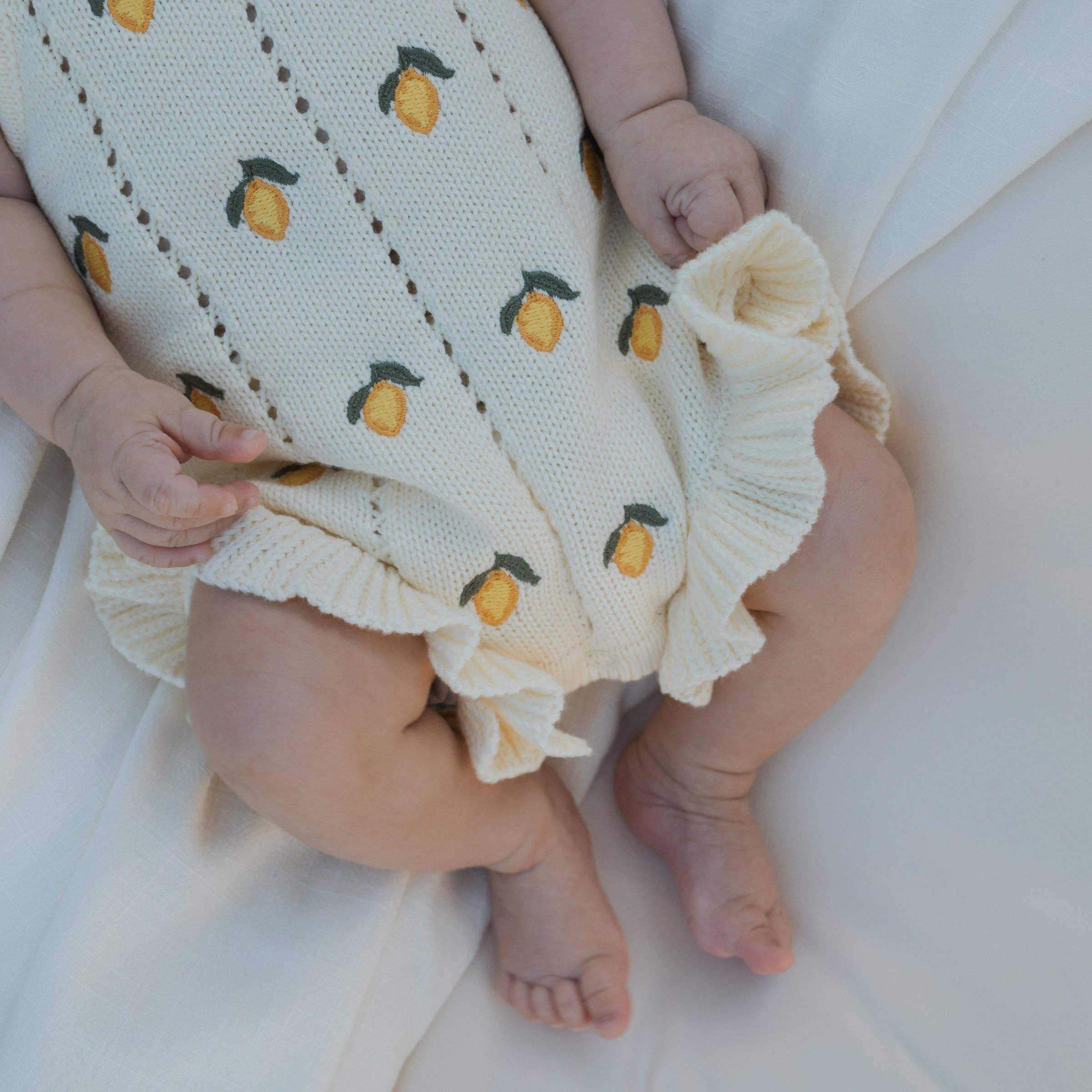 Forever French Baby - Knit Ruffle Romper | Lemon