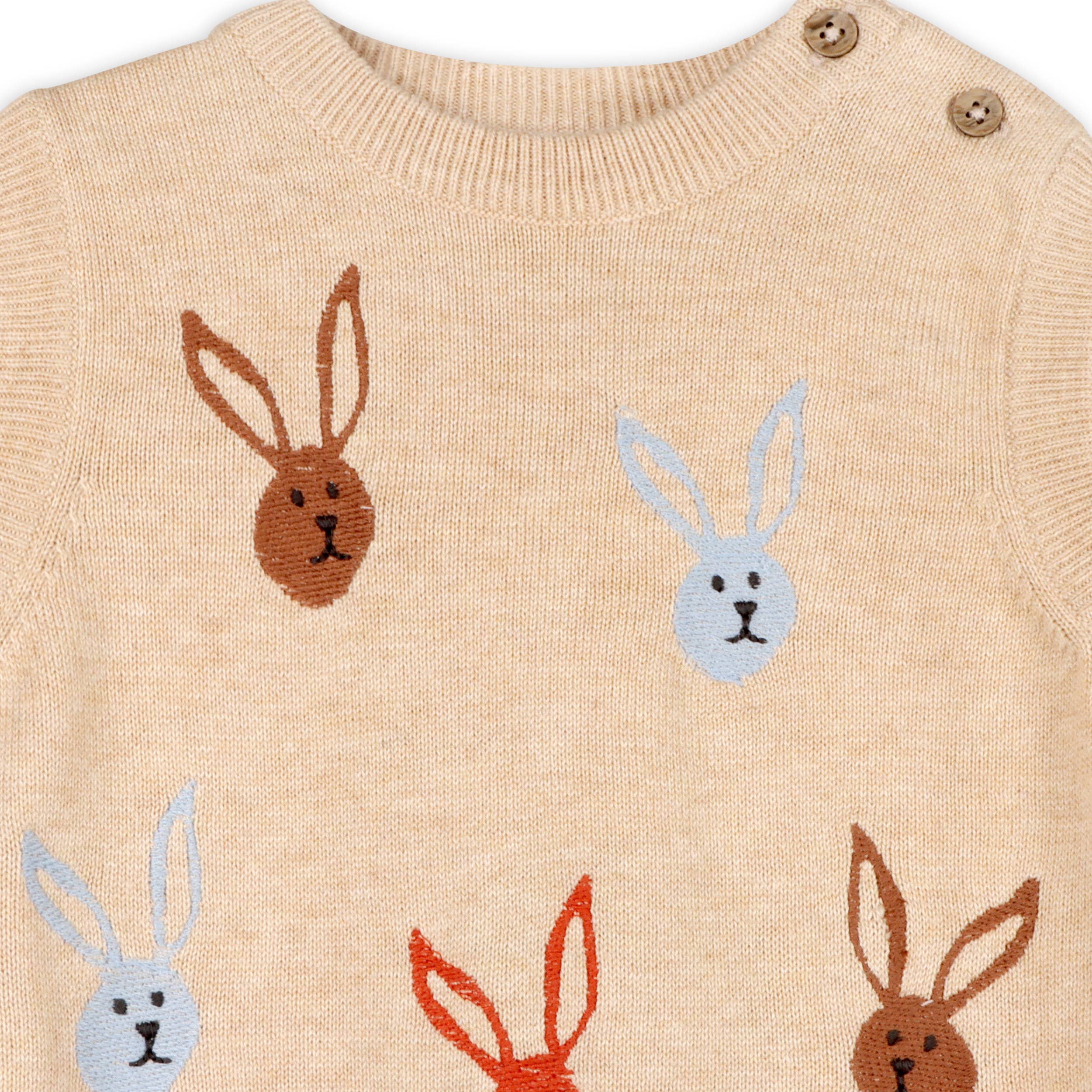 Viverano Organics - Bunny Rabbit Embroidered Sweater Knit Baby Romper