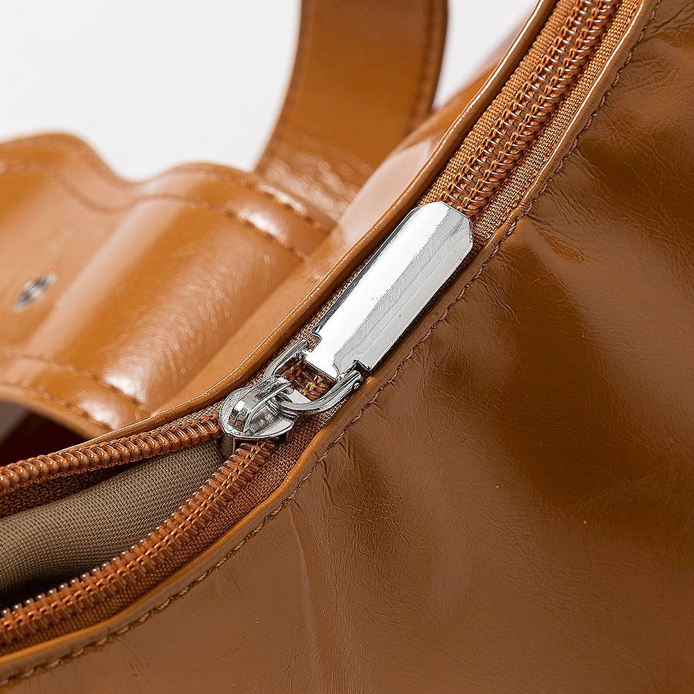 Collections by Fame Accessories - Leather Studded Trim Shoulder Bag