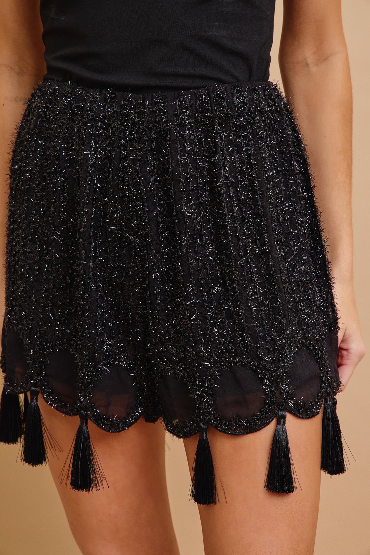 Charmed Beaded Mesh Shorts