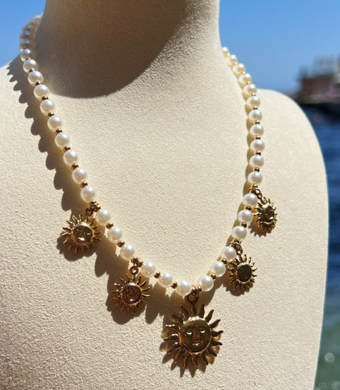 HoopLa - Sea & Sun Charm Collection- Faux Pearl & Sun Charms