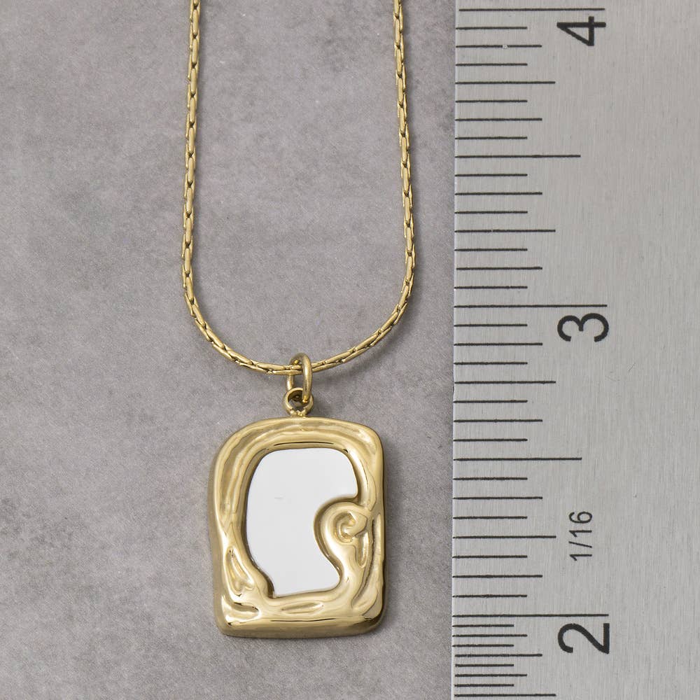Fame Accessories - Stainless Steel Mother Of Pearl Pendant Necklace