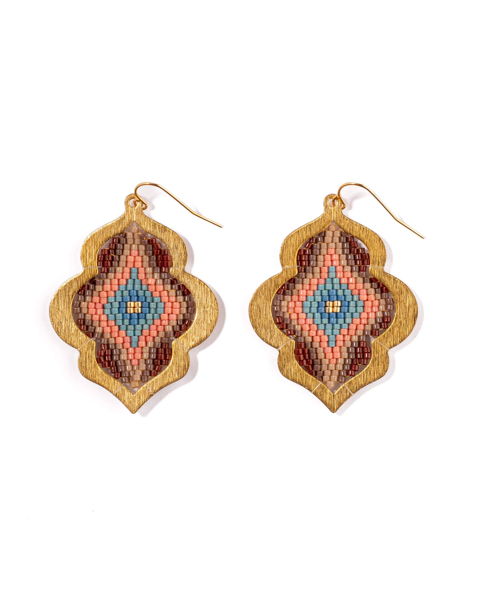 Mayana Designs Co - Beaded Handwoven Window Drop Earring (Lilac/Aqua)