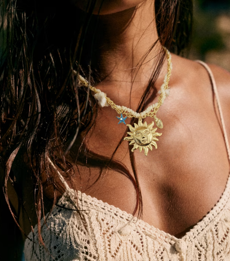 HoopLa - SEA Side- Pearls and Lace- Sunny Necklace