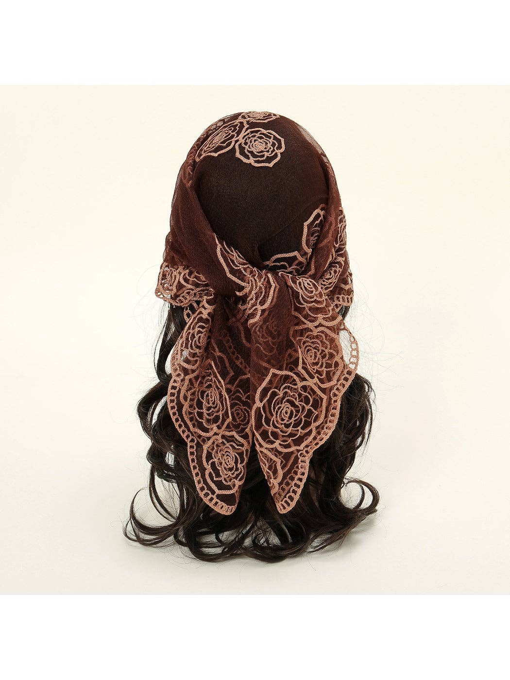 Funkyrel® Atzbranding Limited - Scarvii - Rose Embroidered Lace Detail Square Scarf