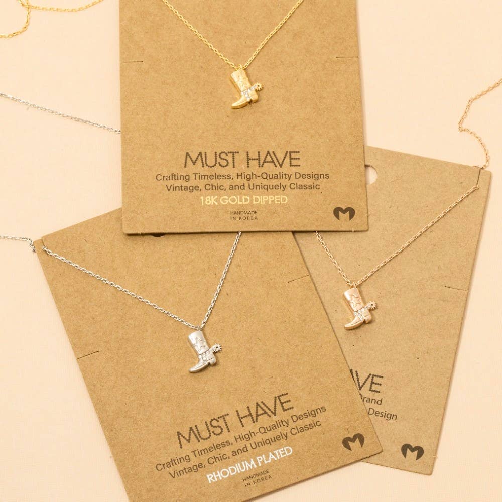 Fame Accessories - Cowboy Boots Pendant Necklace