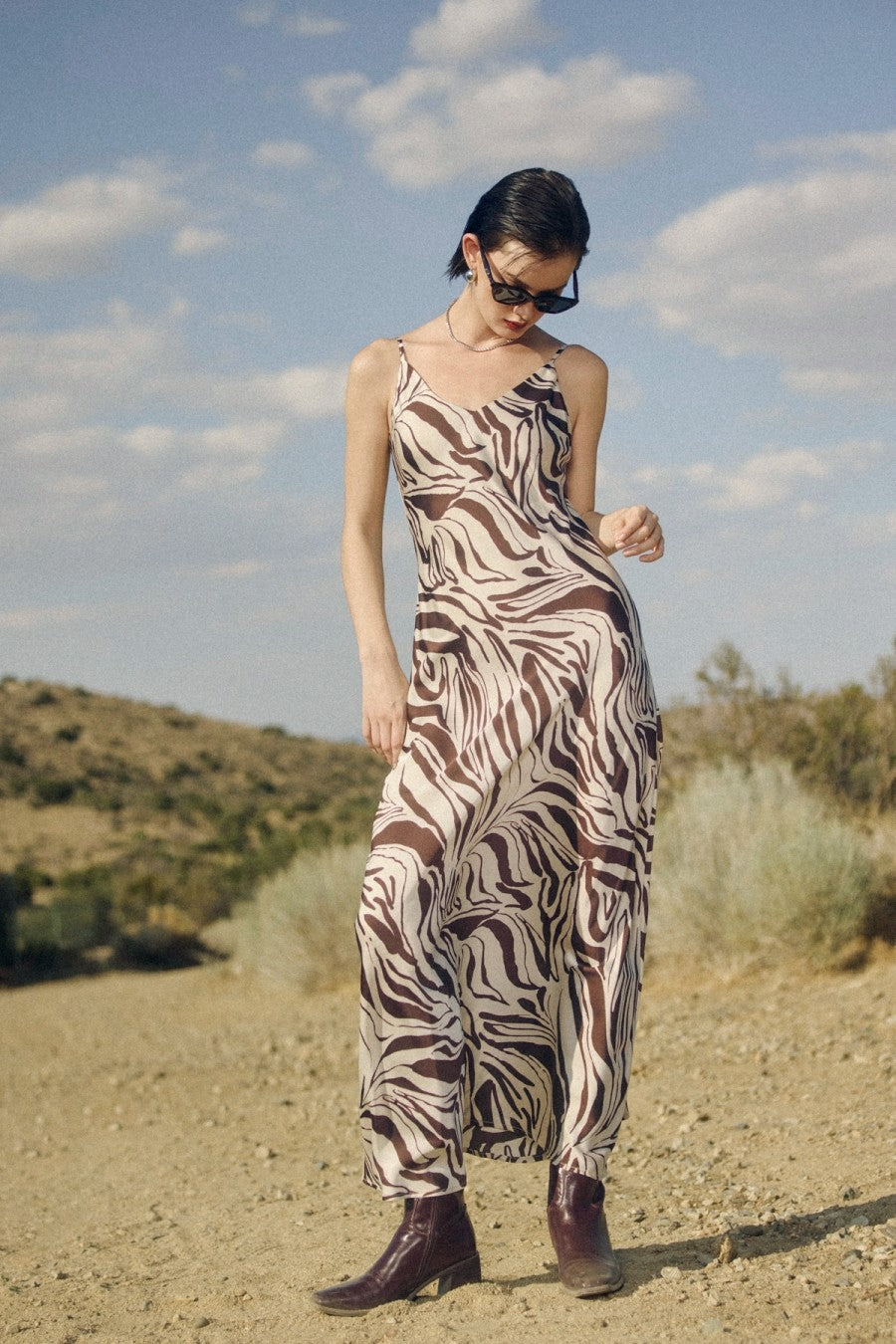 Drifted Earth Bias Cut Maxi Dress