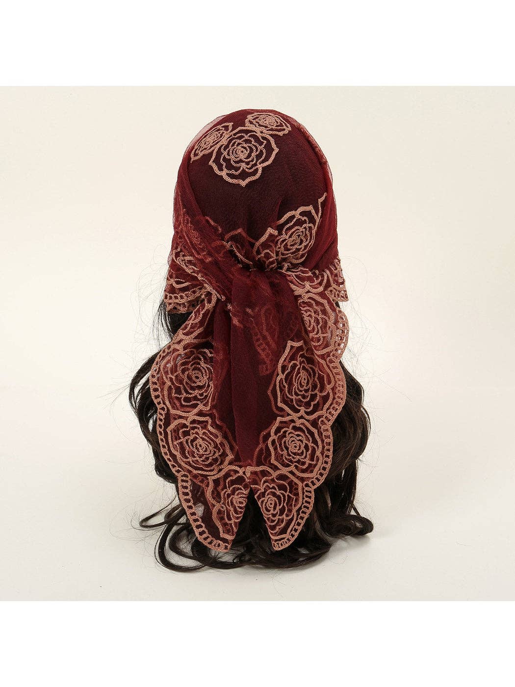 Funkyrel® Atzbranding Limited - Scarvii - Rose Embroidered Lace Detail Square Scarf