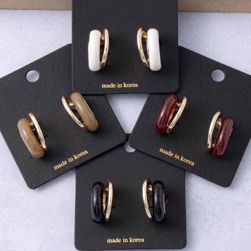 Fame Accessories - Glossy Double Arc Open Hoop Earrings