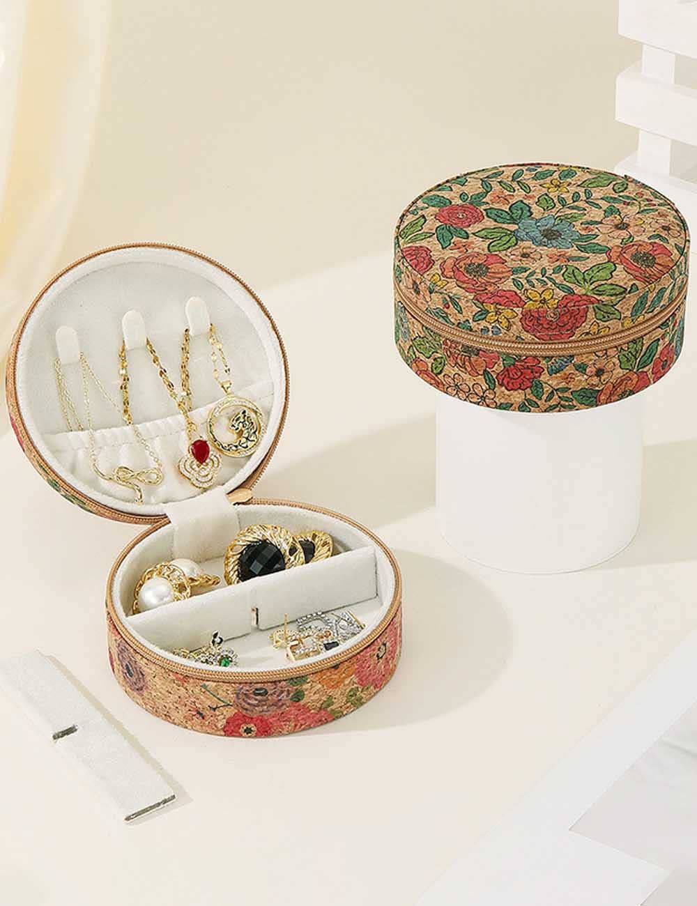 Dipped Shop - Vintage Floral Cork Large Capacity Jewelry