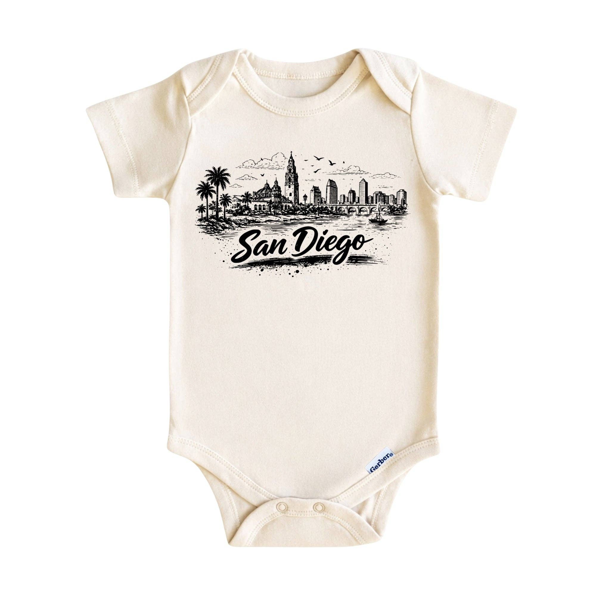 EnjoyMyDesign - San Diego Vintage City Skyline Baby ONESIE®