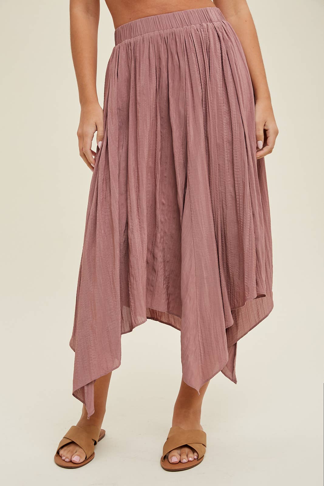 CRINKLE HANDKERCHIEF MIDI SKIRT