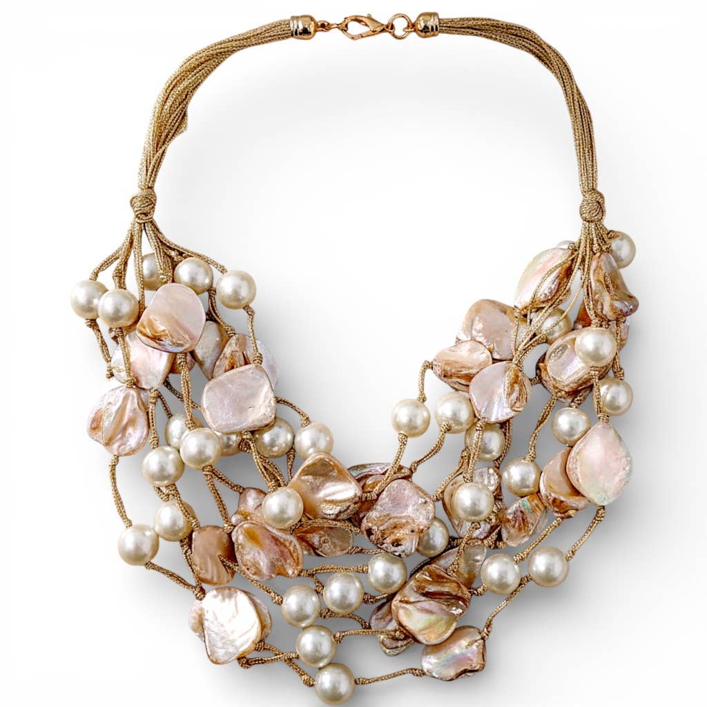 Bijoux Envie Chunky Shell & Pearl Necklace | Handmade
