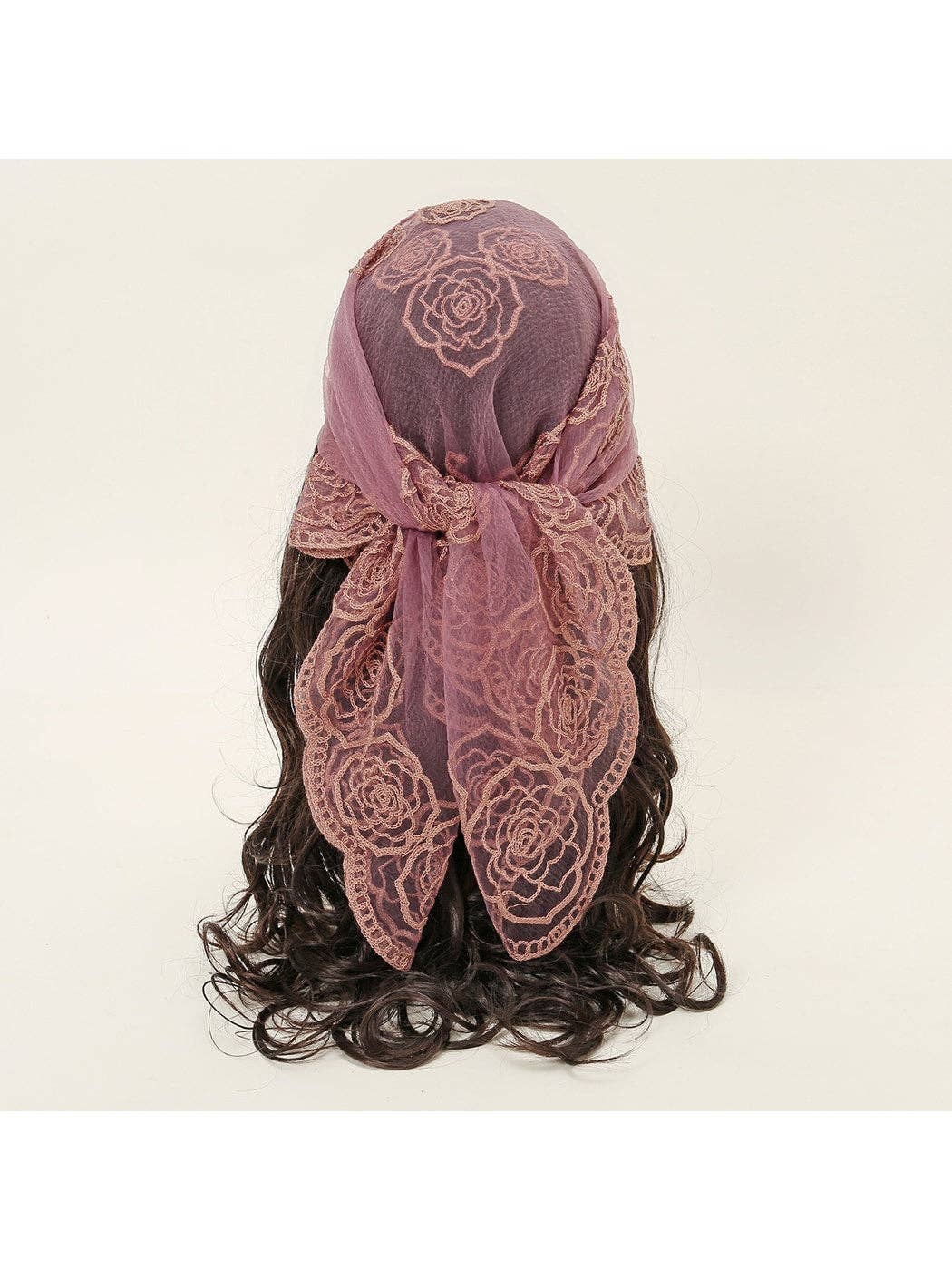 Funkyrel® Atzbranding Limited - Scarvii - Rose Embroidered Lace Detail Square Scarf