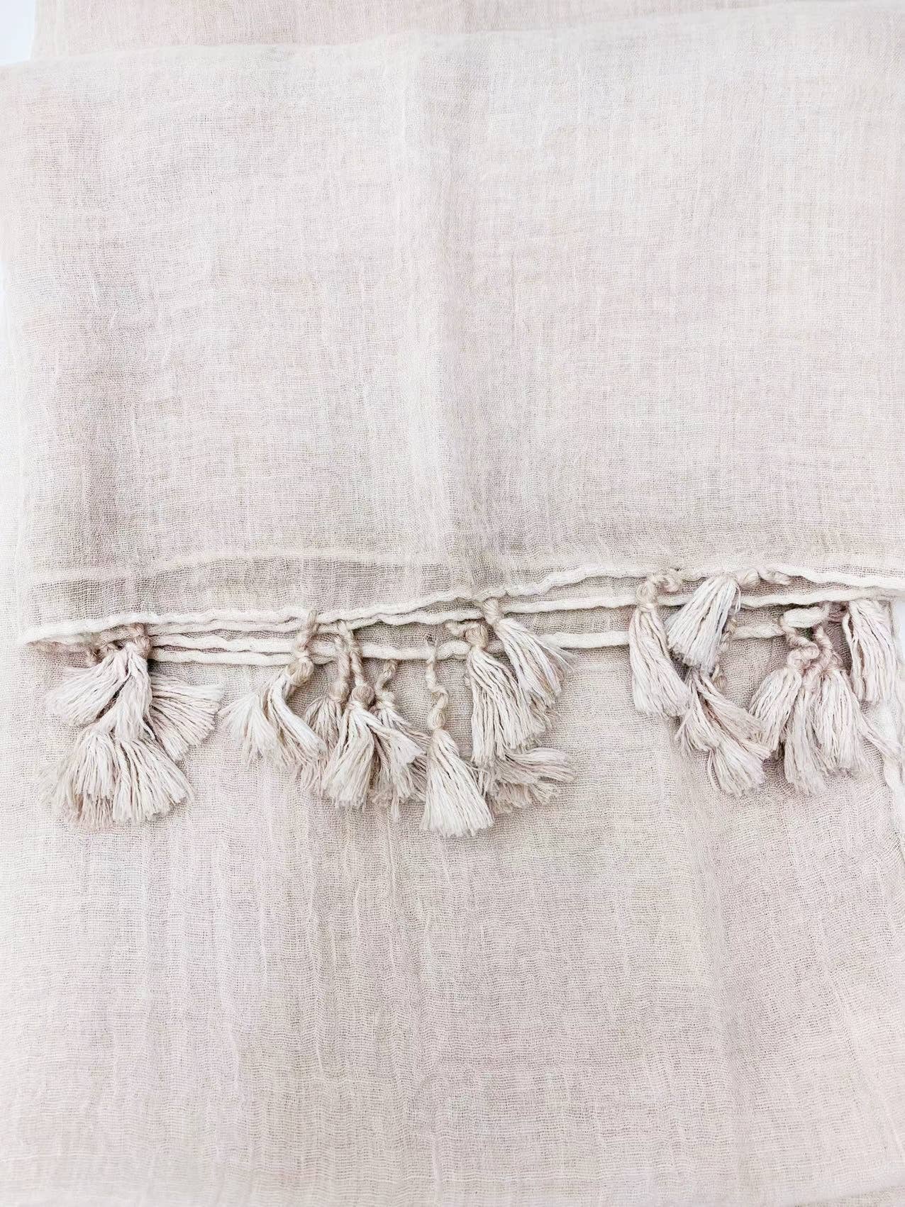 Solid Tassel-Trim Scarf