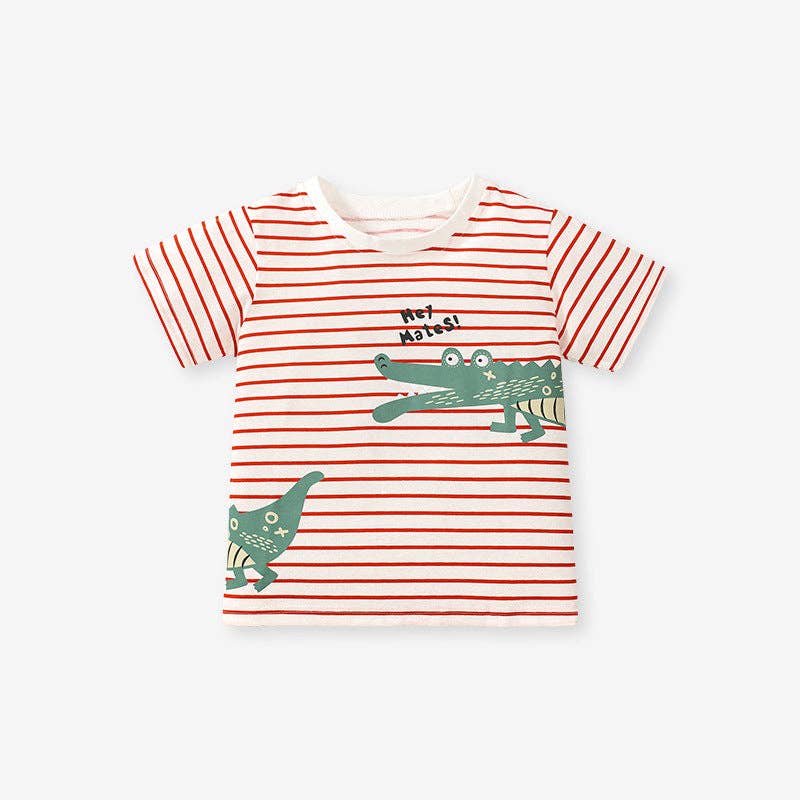 Alligator Cartoon Printing Unisex Kids Striped