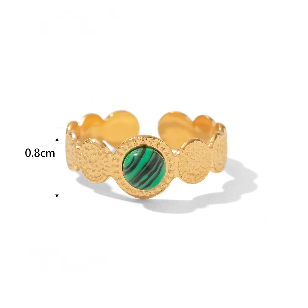 Mio Queena - 18K Gold-plated Stainless Steel Inlaid Stone Rings - FGS/CS
