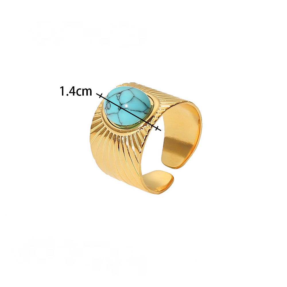 Mio Queena - 18K Gold-plated Stainless Steel Inlaid Stone Rings - FGS/CS