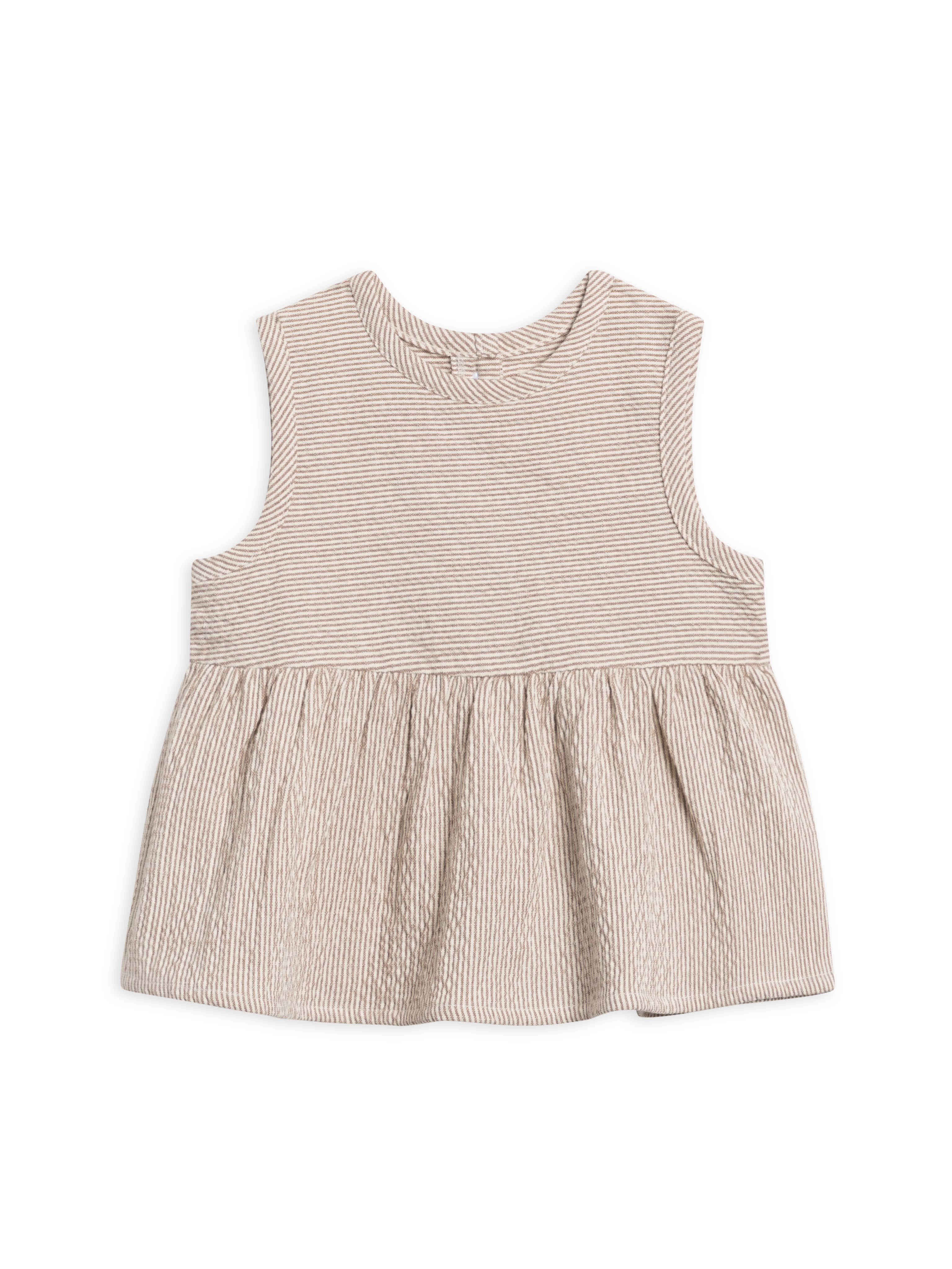 Colored Organics - Organic Grace Seersucker Peplum Top - Shore Stripe / Truffle