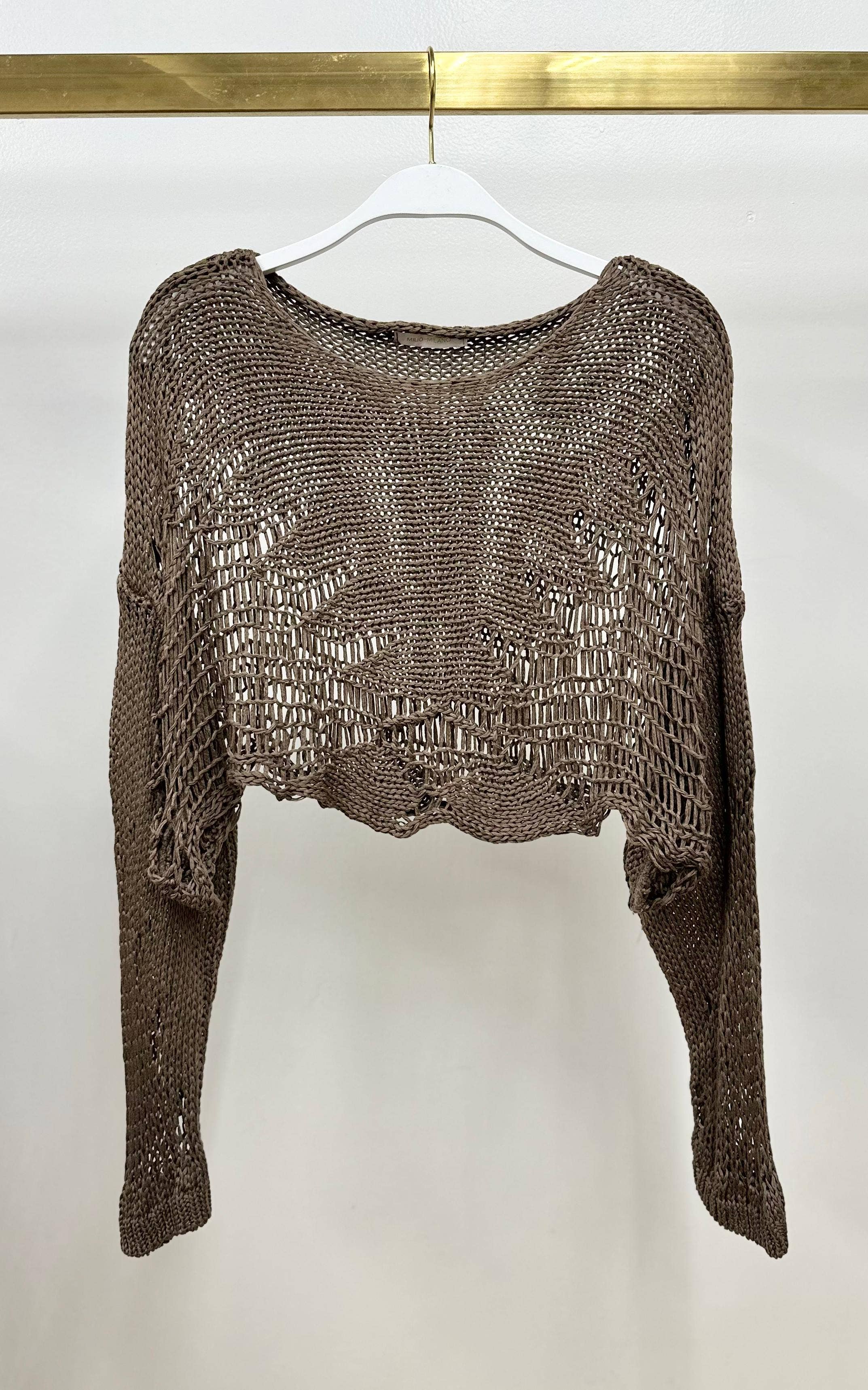 MILIO MILANO - KNIT DISTRESSED CROP SWEATER